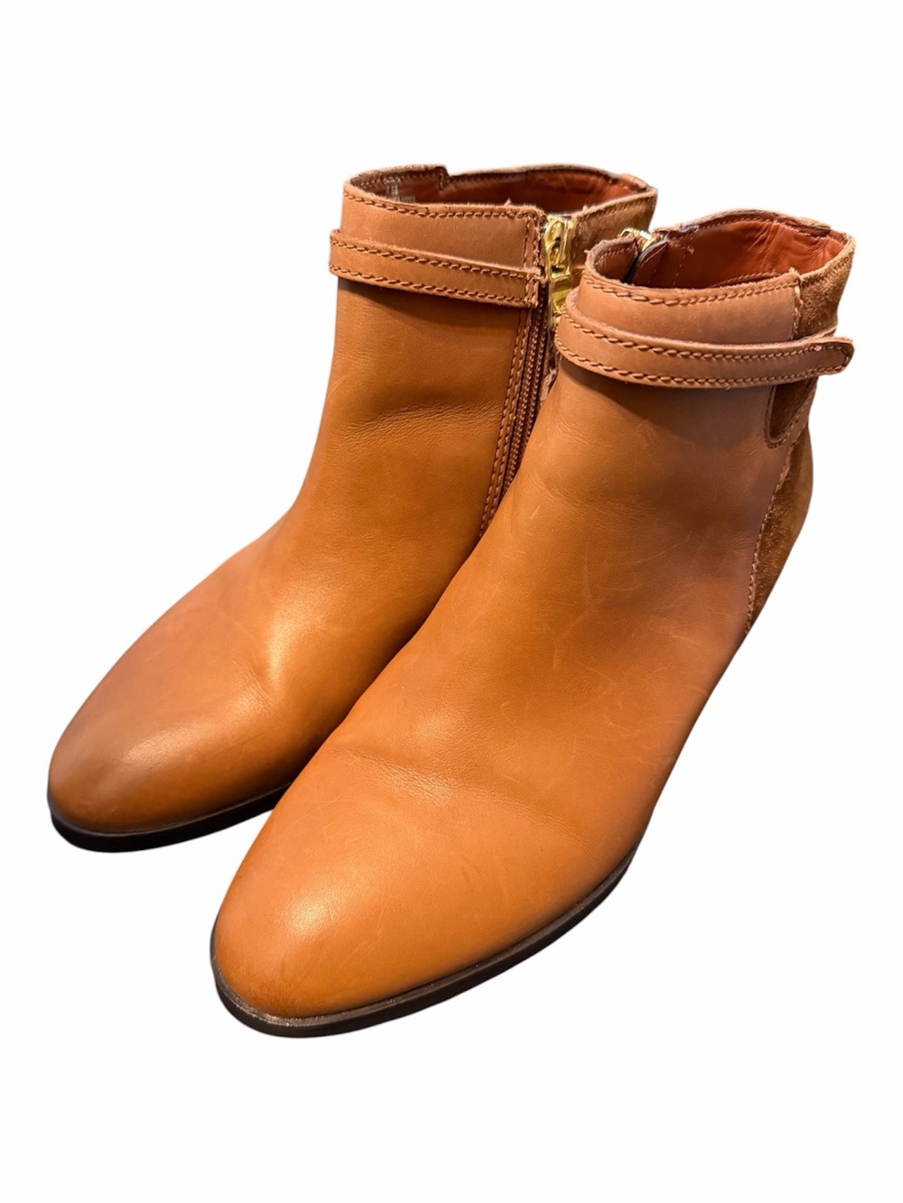 Women's Ralph Lauren Tan Leather Ankle Boots - Classic Zip Side size 6.5